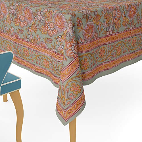 Image of GURU JEE Handmade Printed Cotton Rectangular Table Cloth for 6 Seater Dining Table 60 Inch X 90 Inch Rectangle Table Cover 152 cm X 228 cm 160 TC