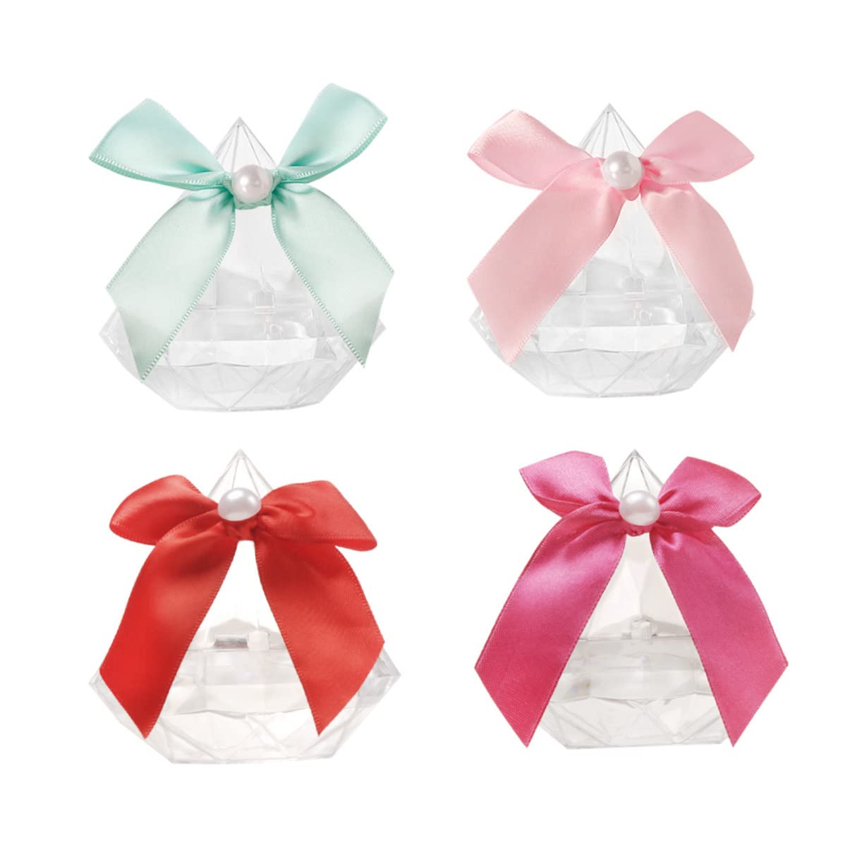 Boîte à Dragée En Forme De Diamant Transparent - Lot De 12 - Idéal Pour Mariages Et Baptêmes