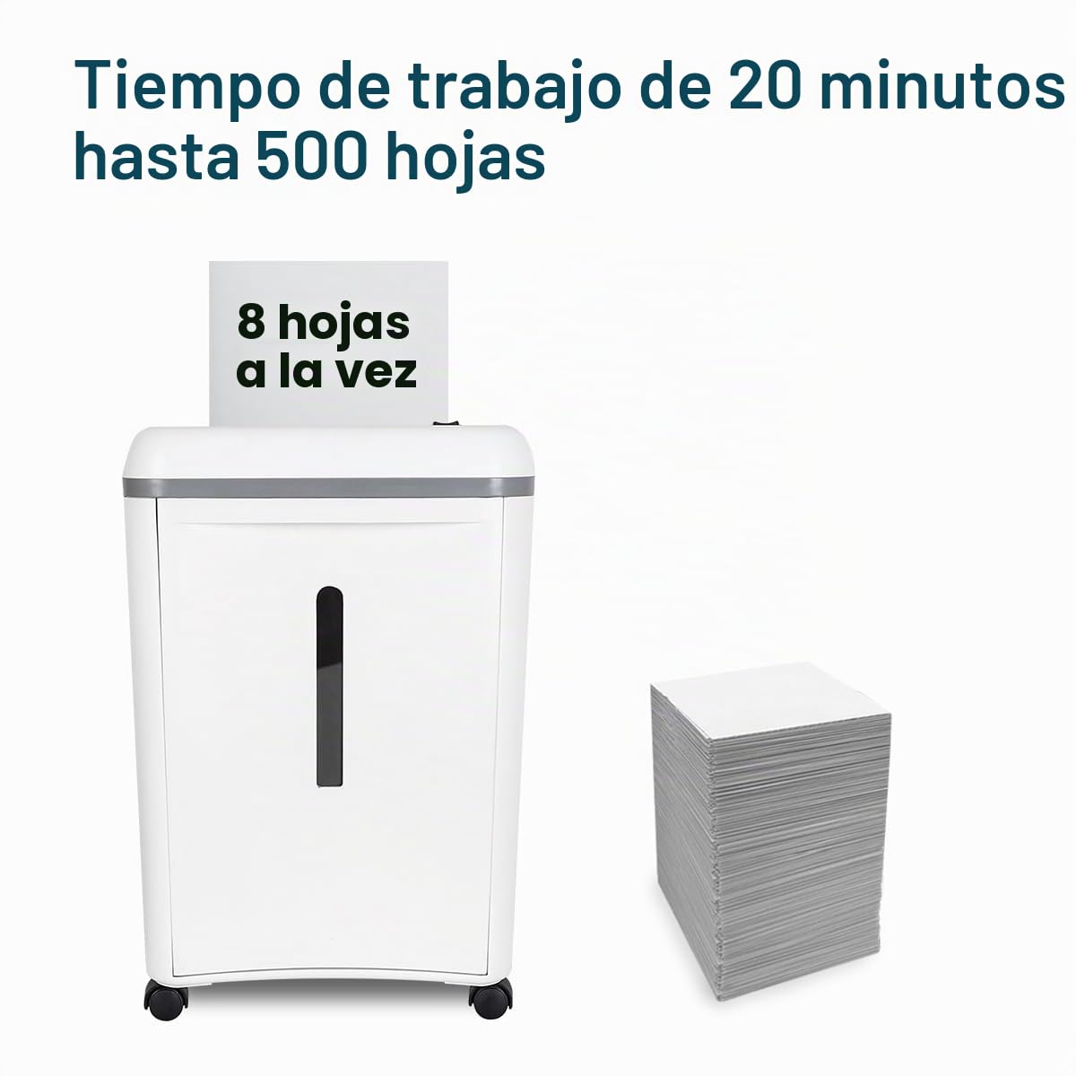 WOLVERINE SD9101 Trituradora P5 microcorte, 8 Hojas, ultrasilenciosa, contenedor 17 l, Blanco