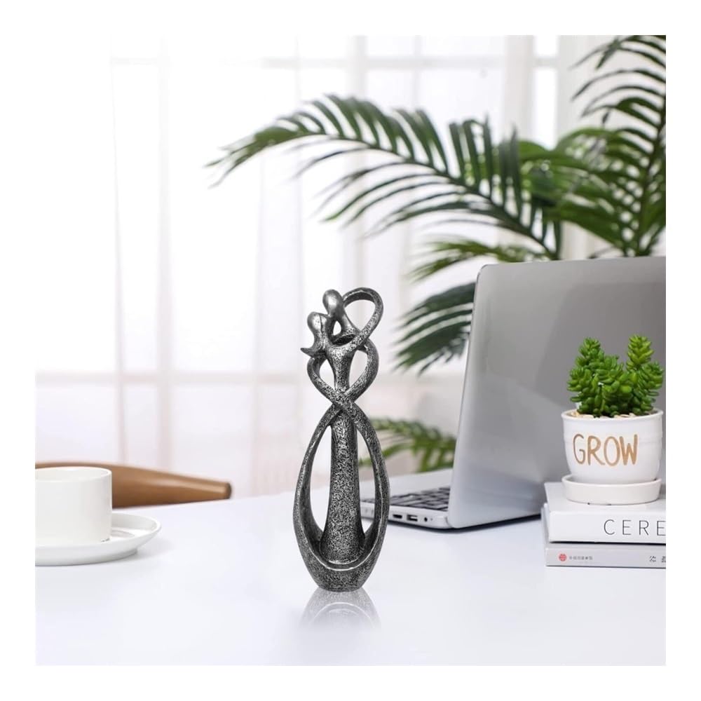 birene Wohndeko Paar-Skulptur aus Kunstharz, Romantisches Hochzeitsgeschenk for sie, Valentinstag-Heimdekoration(Gray)
