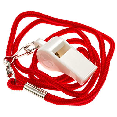 BLARIX Guard Pea Whistle and Lanyard (White and Red)