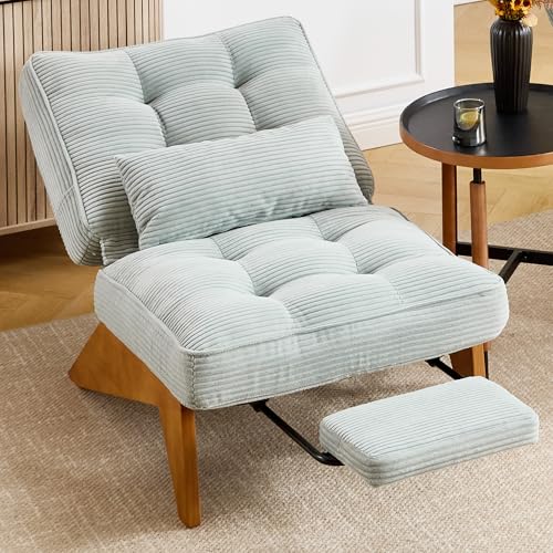 LIFEISLE Accent Chair with Ottoman Adjustable Backrest, Stripe Living Room
