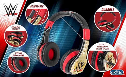 Image of WWE Bluetooth Headphones for Kids, Wireless Headphones for School | Volume Reduced and Built-in Microphone