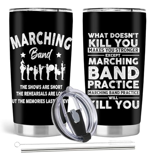 Absacie Marching Band Gifts, Marching Band Director Gifts, 20oz Stainless Steel Tumbler with Lid Straw