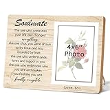 Soul Mates Couples Picture Frame, His and Hers Wooden Photo Frame, Anniversary Wedding Engagement Gift for Boyfriend Girlfriend,Couples Romantic Gift for Valentine's Day, Fits 4 x 6 In Photo 12P066