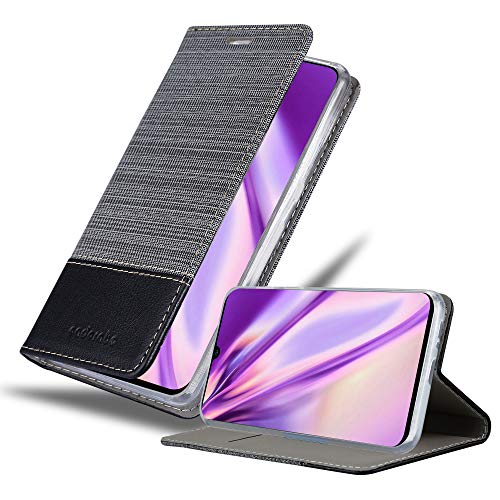 Cadorabo Hülle kompatibel mit Samsung Galaxy A90 5G aus Premium Jeans & Kunst Leder Flip Klappbare Stoßfeste Magnetische [Standfunktion] [Kartenfächern] Cover Hülle für Galaxy A90 5G Tasche in Grau