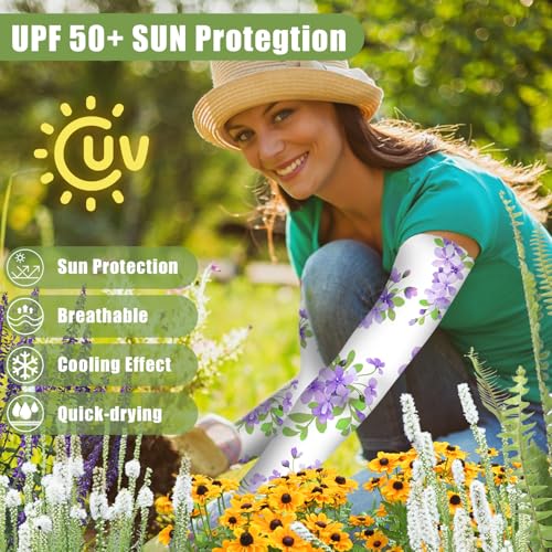 Image of Bebila Gardening Sleeves for Women Farm UV Sun Protection Anti-Scratch Cooling Sleeves with Thumb Hole Arms Cover Outdoors