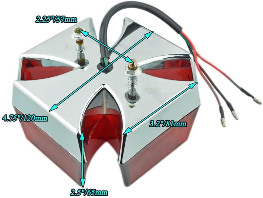 Motorcycle Custom Tail light Rear Light 4.75inch Cross Red Lens LED Tail Brake License Plate Light Lamp