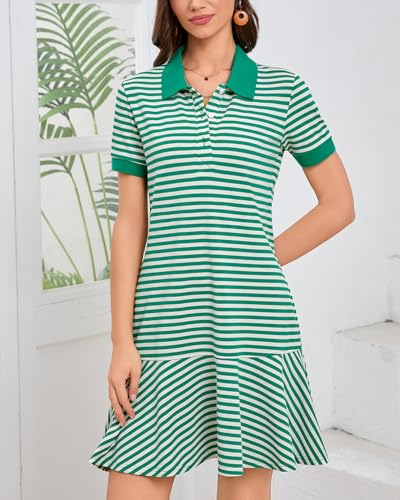 Image of Polo Dress for Women Ruffle Hem Golf Tennis Summer Casual Mini Dresses