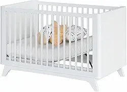 Berço Redondo Evolutivo Sambalelê 2 em 1 Premium com Mini Cama, MDF e Madeira Maciça, Design Moderno e Seguro (Branco)