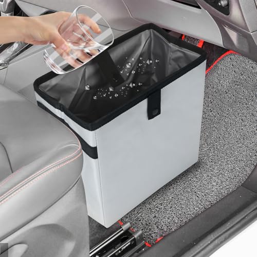 Image of Homelove Car Trash Can, Leak-Proof Waterproof Trash Bin Collapsible Portable Auto Garbage Bag Large Capacity Trashcan Storage Bag Multipurpose Car Organizer Hanging (Light-Gray)
