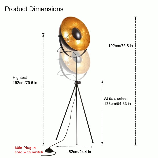 Modern Vintage Industrial Tripod Stand LED Floor Lamp