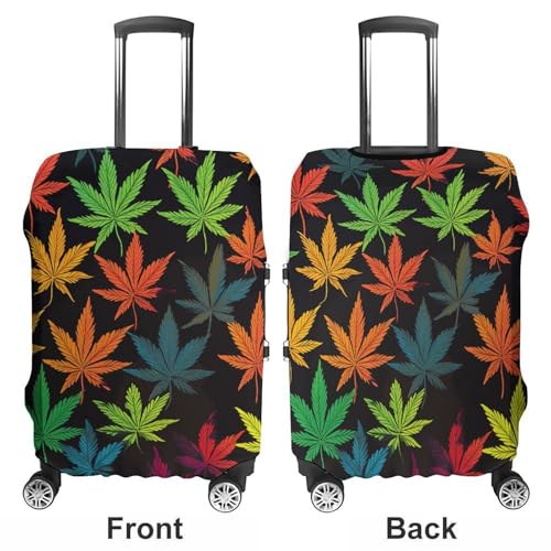 Travel Luggage Cover Elastic Suitcase Protector Anti-Scratch Washable Colorful Cannabis Leaves Luggage Sleeve Tsa Approved Carry on Covers Baggage Cover Fits 18-32 Inch Luggages3