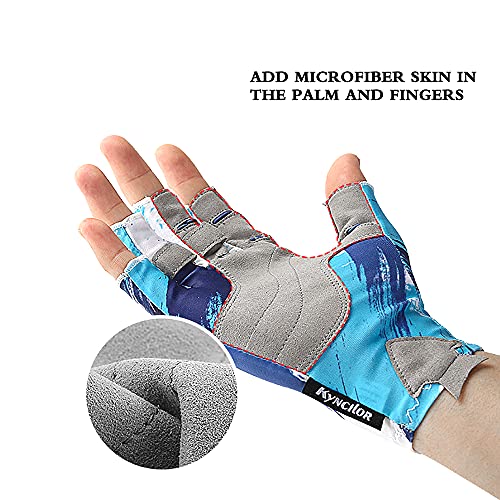 Annibby Fishing Gloves Sun Protection Fingerless Gloves Upf50 Men Women For Outdoor Sport (Blue, Xl) #TOP1