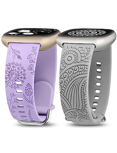 TOYOUTHS 2 Packs Floral Compatible with Fitbit Versa 4/Versa 3/Sense 2/Sense Straps