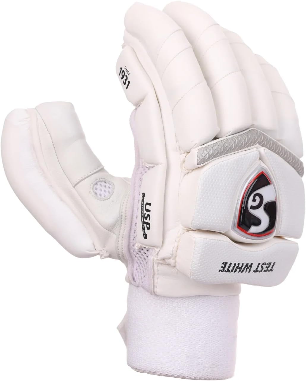SG Test White Cricket Batting Gloves Mens Size (Right)
