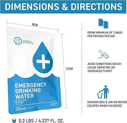 72 HRS Emergency Water Pouches - Survival Water Packets, Emergency Rations, Long Shelf Life, Survival kit (Pack of 12) - Image 6