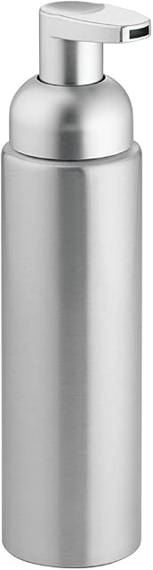 iDesign 50052 Metro Foaming Liquid Soap Dispenser Pump, Made of Aluminium and Plastic, Brushed Silver Coloured, Small, 251 ml