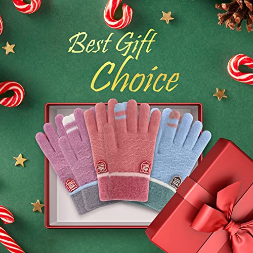 Image of Winter Gloves for Toddler Kids - 3 Pairs Boys Girls Soft Warm Wool Lined Gloves Full Finger Children Knit Gloves