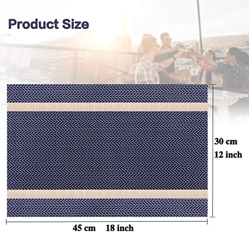 Www Heat-Resistant Placemats, Set Of 4,Stain Resistant Washable Pvc Table Mats,Kitchen Table Mats For Dining Kitchen Table Navy Blue #TOP2