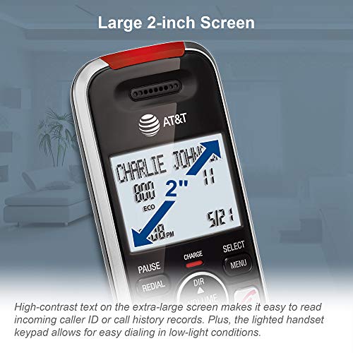 atampt bl102-2 dect 60 2-handset cordless phone for home with answering machine call blocking caller id announcer audio assist intercom and unsurpassed range silverblack