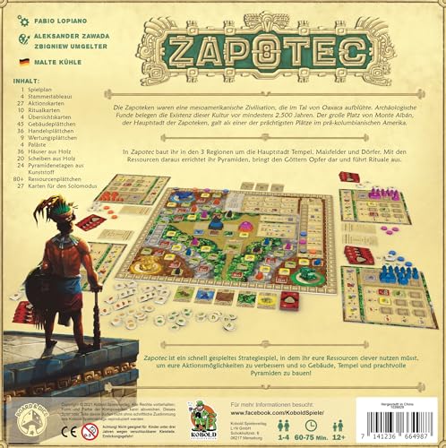 Kobold Spieleverlag Zapotec | Strategiespiel für Erwachsene und Kenner ab 12 Jahren | Brettspiel über Pyramiden, Rituale & Ressourcenmanagement im Alten Mexiko | 1–4 Spieler | Solo spielbar | Deutsch