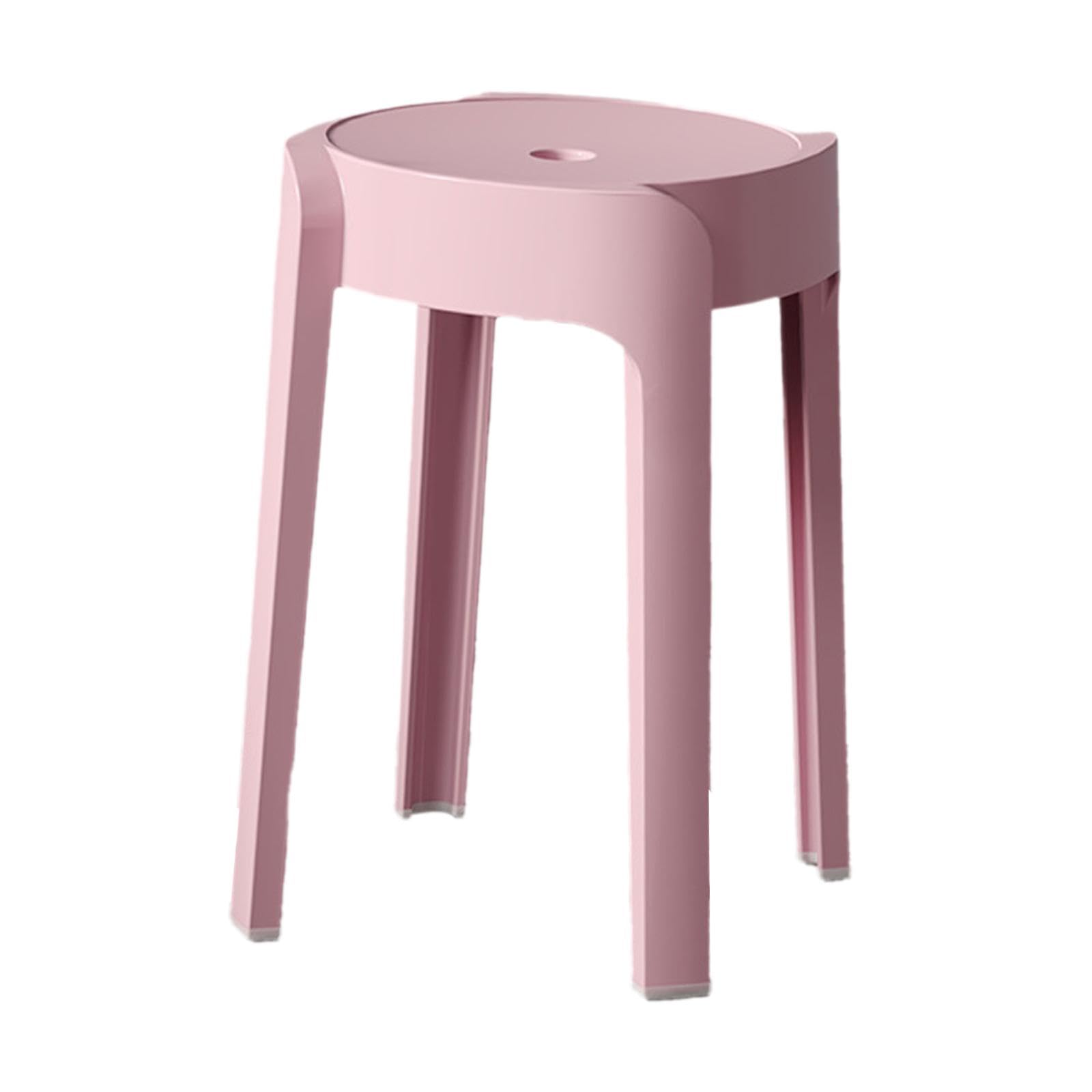 Baoblaze Round Stool for Dining and Dressing Use Stackable Design for Home and Restaurant, Pink