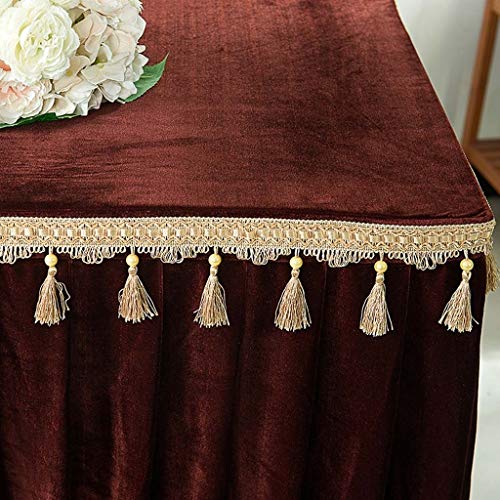 SKkyer rechthoekige tafelkleed goud kwast effen kleur tafelkleed wasbaar gemakkelijk te reinigen tafelrok voor grote… - Image 5