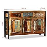 vidaXL Sideboard mit 3 Fächern 3 Schubladen Handgefertigt Kommode Beistellschrank Mehrzweckschrank Anrichte Schrank Recyceltes Massivholz 120x35x76cm - 2