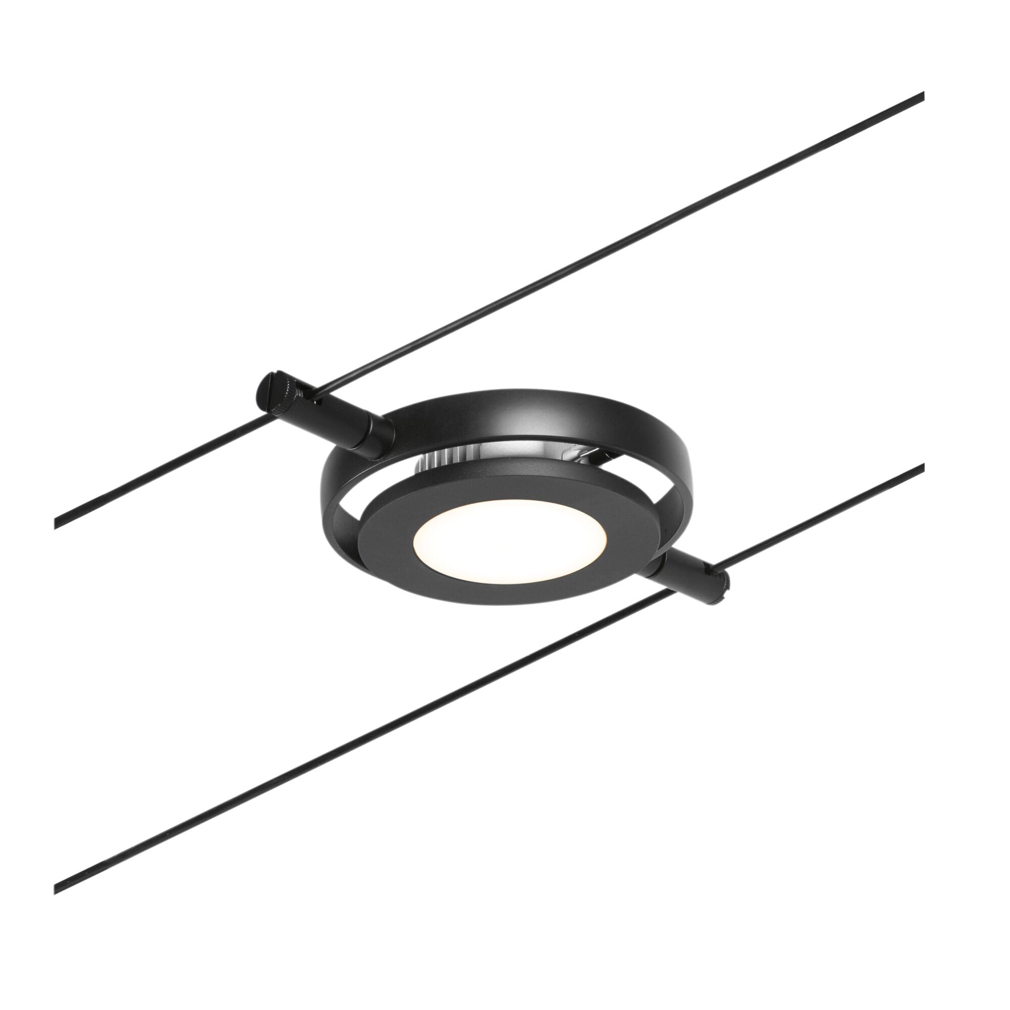 Paulmann 94419 CorDuo LED Cable System Spot RoundMac DC incl. 1 x 4.5 Watt Expandable Black Matt Chrome Wire Rope Metal 3000 K
