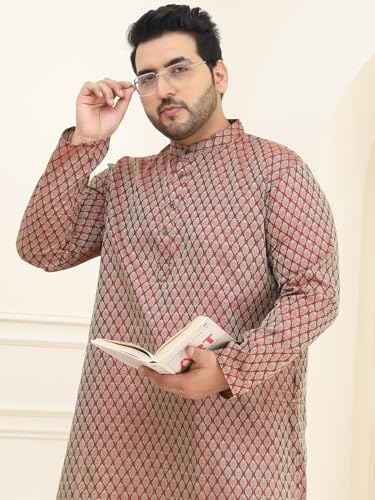 Image of SOJANYA Plus (Since 1958) Men's Cotton Linen Foil Printed Only Long Kurta