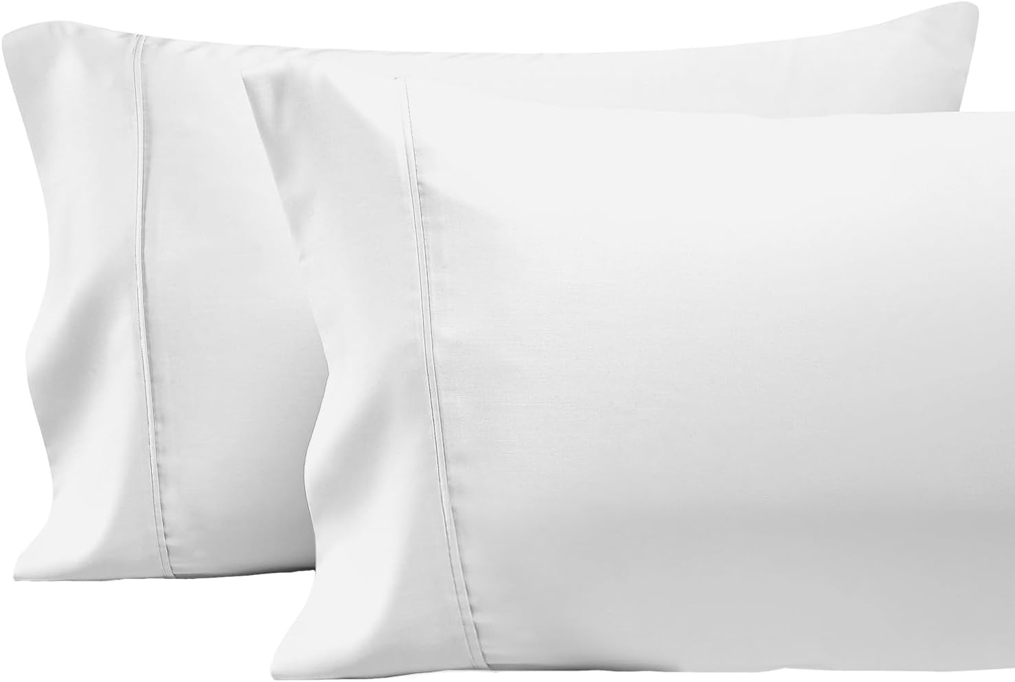 400 Thread Count Cotton King Size Pillow Cases Set of 2 White, 100% Long Staple Cotton King Pillow Cases, Soft Satin Pillowcase King Size with Stylish 4 inch Hem (Cotton Cooling Pillow Cases)