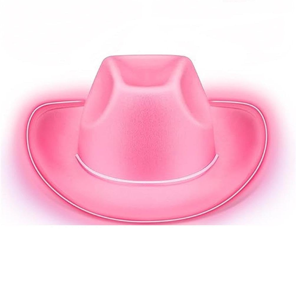 Sombrero de vaquero brillante, sombrero Fedora rosa para despedida de soltera, sombrero de vaquera, versátil para tiro en la calle, sombrero de vaquera