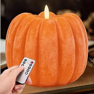 Fall Decorations for Home – Flickering Flameless Wax Pumpkin LED Candle with Timer Remote Control – Thanksgiving Gifts – Autumn Farmhouse Rustic Harvest Decor for Tiered Tray Table Indoor
