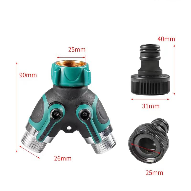 1 Piece Y Hose Splitter,2 Way Faucet Splitter 3/4 Garden Hose Splitter with 2 piece Nipple connector und 4 piece Gasket for Outdoor Gardening Hoses Y Hose Connector