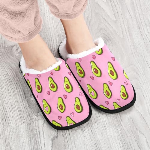 Avocado Heart Cartoon Pink Slippers For Women Men Soft Memory Foam Non-Slip Fruit Winter Indoor House Shoes Travel Slipper4