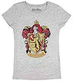 Harry Potter Shirt Kids Girls Glitter Gryffindor House Crest T-Shirt (Small 6-6X) Heather Grey