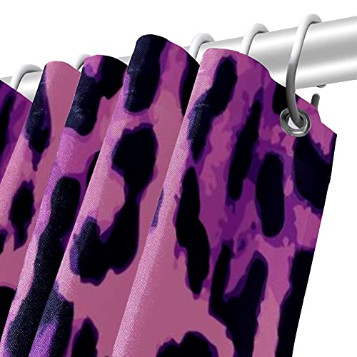 Rideau de douche anti-odeur léopard violet pour baignoire sans fuite