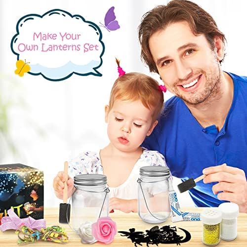 XINRANFF Fairy Lantern Craft Kits for Kids, 2 Packs DIY Make Your Own Fairy Lantern Kit- Arts and Crafts Kits Jar Fairy Light for Bedroom Yard Garden Decor Art Project, Birthday Gift for Girls