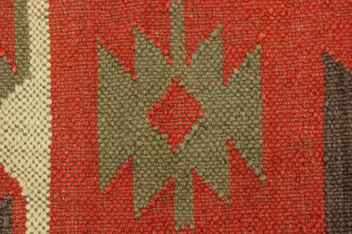 Tapis chambre laine rouge multicolore carré 122 cm jute - 5