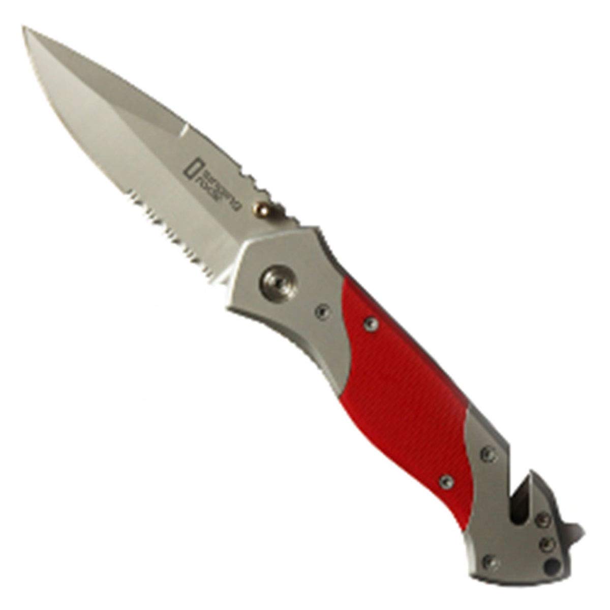 Singing Rock-Camping Culter Knife- Stainless Steel- Half-Serrated- Red