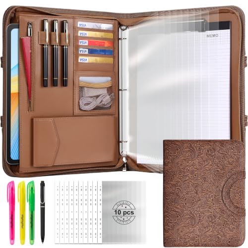 Portfolio Binder 3 Ring, Padfolio Organizer with Handle