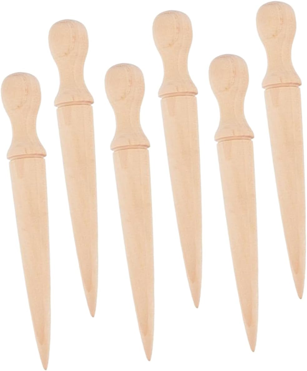 6pcs Wooden Handled Garden Digger Ergonomic Grip Planting Hole Puncher for Efficient Gardening Tasks Soil Tool for Digging Sowing and Planting