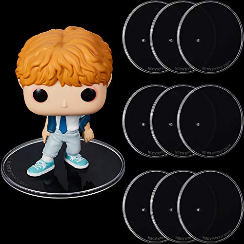 Outus 10 Pieces Plastic Action Figure Display Stands Round Figure Stand Miniature Bases