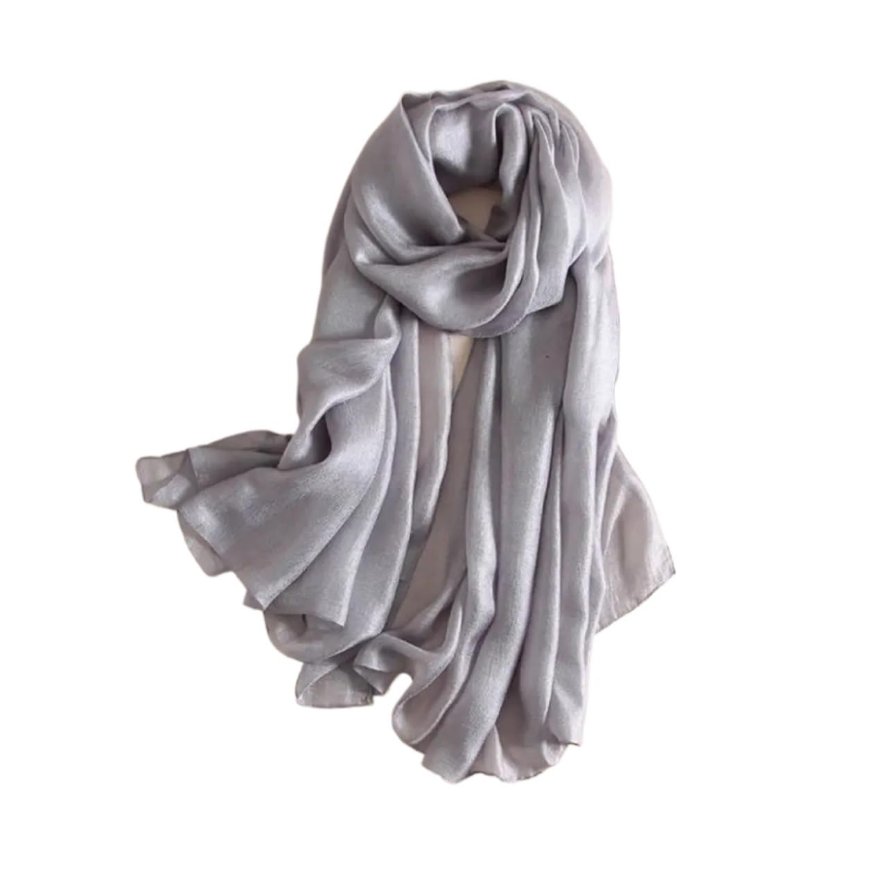 Sciarpa in Lino Puro da Donna, Nuova, di Colore Puro, con Protezione Solare, Fascia per Capelli e Foulard (Grigio)