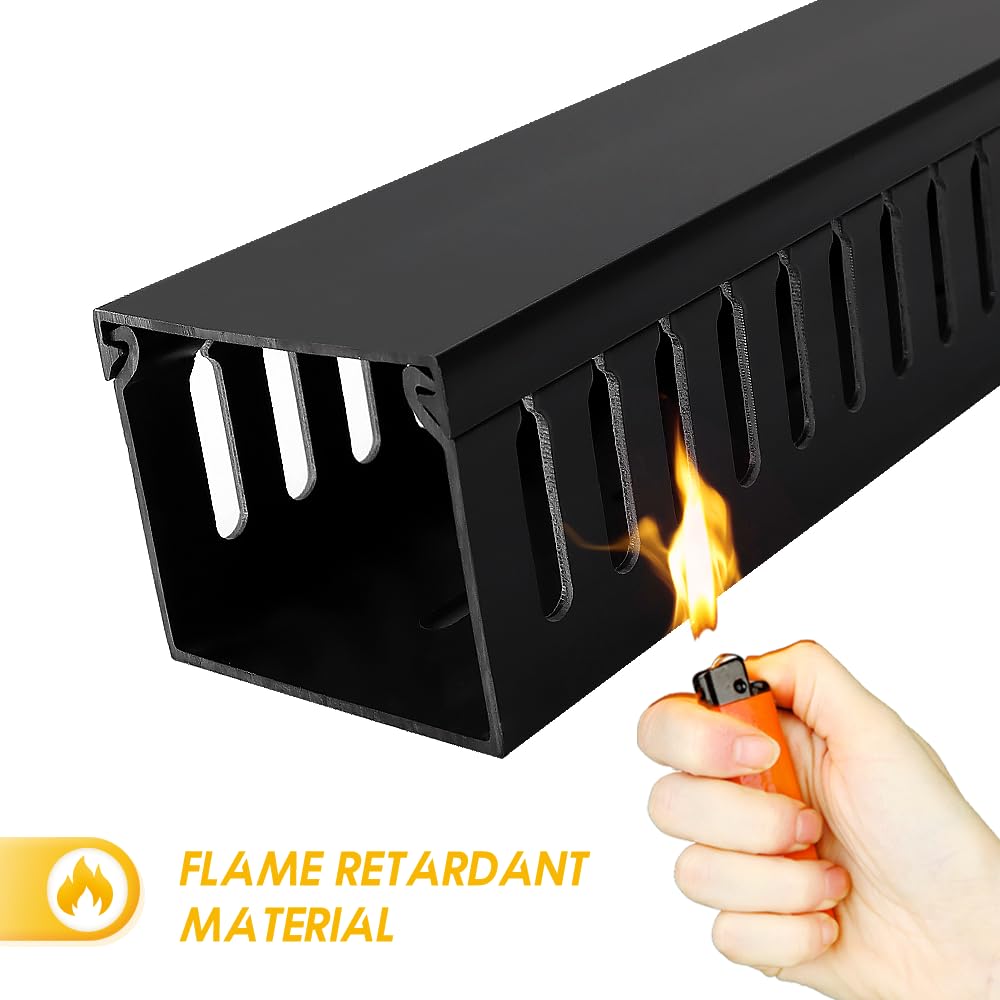 Kit de gestion de câbles à fente ouverte de 241,3 cm - Structure à clipser améliorée - Cache-câble pour sous bureau et réseau industriel/PC/téléviseurs - 60 x 5 x 5 cm - Noir LWH
