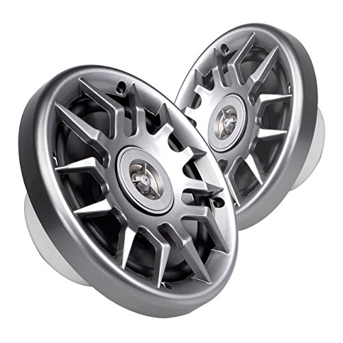 Marine Audio Speakers, 80 Watts, 6.5 Inch, Water Resistant, UV-Resistant, with Metallic Dome Tweeter, High-Performance Marine, RV & Vehicle Upgrade (Silver)