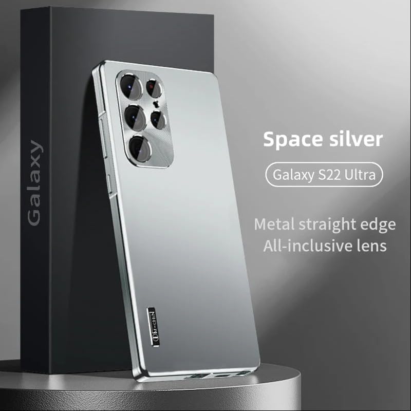 Image of MILLION CASES Back Cover Case for Samsung Galaxy S23 Ultra Shockproof Protective Luxury Magnetic Metal Frame Case for Men & Boys(Silver)