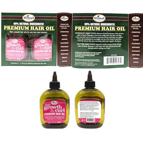Difeel Biotin Growth & Curl Premium Hair Oil 7.1 oz. - Deluxe 2-PC Gift Set - Thumbnail 4