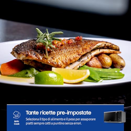 Samsung Forno a Microonde Grill Cottura Croccante MG23K3515CSE1 con Piatto Doratore incluso, Programmi Automatici, Quick Defrost, Capacità: 23L, Colore: Silver, LxAxP: 48,9 x 27,5 x 39,2 cm - Immagine 5